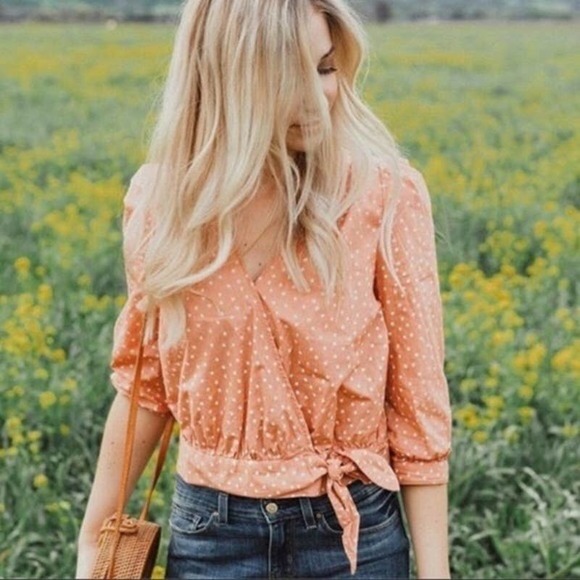 Madewell Tops - Madewell Wrap Blouse In Coral Star Scatter Womens Size XL